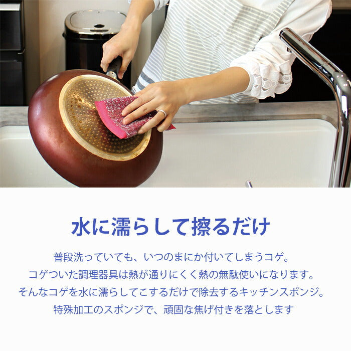 【水でこするだけ 洗剤いらず!】焦げ落とし 焦げ取り スポンジ 2個組 洗剤不要 フライパン 鍋 野菜の皮むき 金属磨き たわし キッチン用品 / マイティクロス