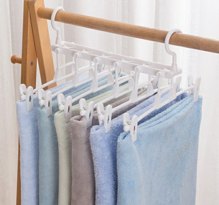 お洗濯してそのまま収納 6連 ズボン タオル ハンガー クリップ 落ちない 洗濯 便利グッズ パンツ スラックス スカート クローゼット 収納