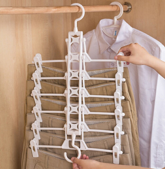 お洗濯してそのまま収納 6連 ズボン タオル ハンガー クリップ 落ちない 洗濯 便利グッズ パンツ スラックス スカート クローゼット 収納