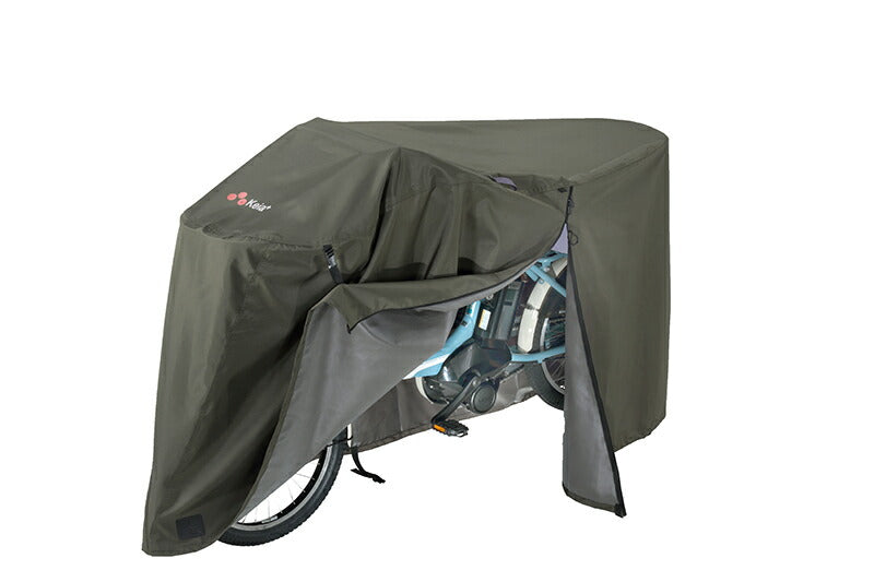 サイクルカバー 自転車カバー 300d 厚手 防水 飛ばない 電動アシスト 普通自転車 ママチャリ 3人乗り 子ども乗せ / プレミアム サイクルカバー L 川住製作所