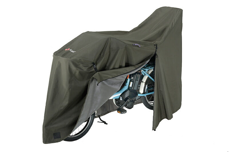 サイクルカバー 自転車カバー 300d 厚手 防水 飛ばない 電動アシスト自転車 普通自転車 ママチャリ 3人乗り 子ども乗せ / プレミアム サイクルカバー 川住製作所