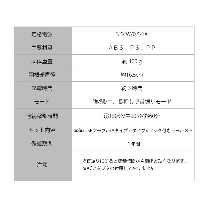 卓上 壁掛け 扇風機 小型 首振り 充電式 usb 2024 角度調節 / キッチン トイレ 寝室 車 アウトドア