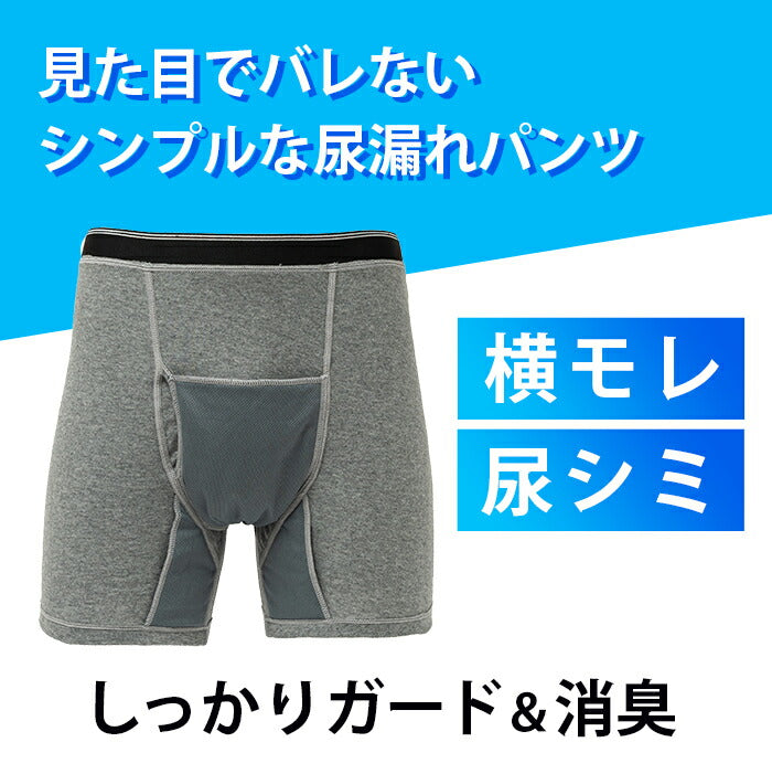 【Mサイズ (ウエスト76~84)】3枚セット 失禁 尿漏れパンツ ボクサーパンツ 男性 メンズ 40代 50代 60代 70代 高齢者 60cc 前開き 軽失禁パンツ 吸水 ちょい漏れ M/L/LL