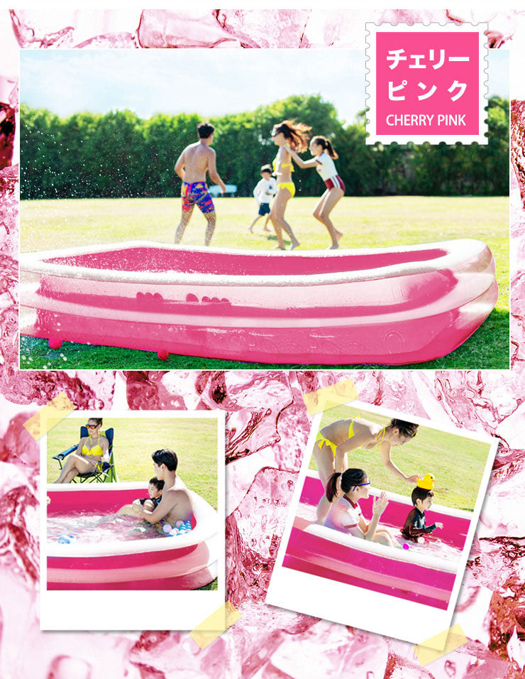 (ノーマルブルー)プール ビニールプール ファミリーサイズ 全長3m 電池式 エアーポンプ 家庭用プール 家庭用 プール 水遊び 大型プール 電動 ポンプ 空気入れ付き 子供用プール おもちゃ