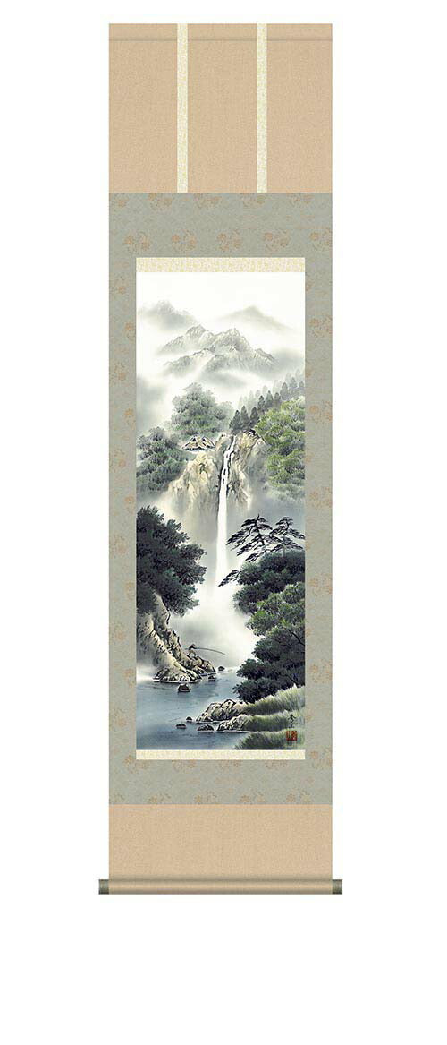 開運掛軸 【幽山渓谷】 鈴村秀山 筆 [ 収納箱 10年保証 品質保証付き 31×89 開運掛軸 開運 和 国産 鮮やか 受注生産 床の間 和風 掛け軸 日本製 名画 縁起物 プレゼント 画寸 送料無料 ]