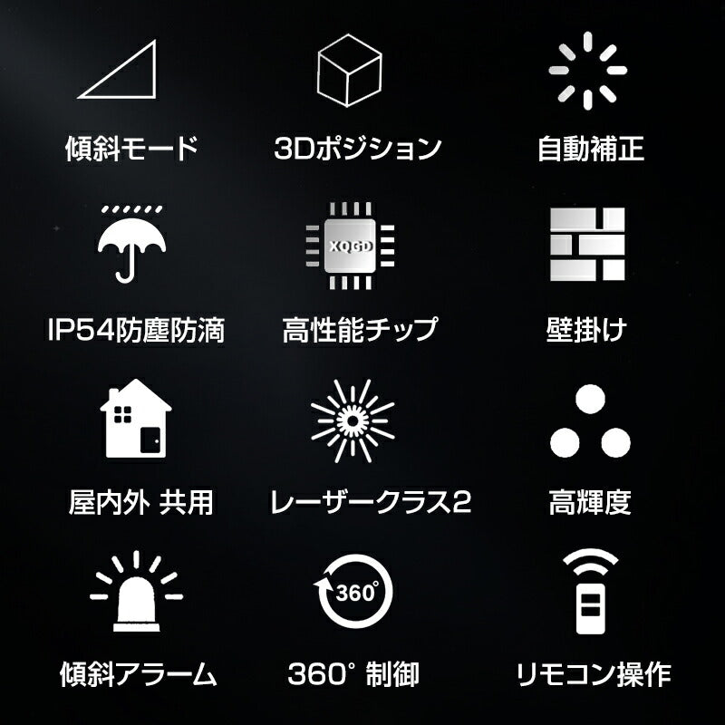 墨出し器 12ライン レーザー墨出し器 水平器 グリーンレーザー 水平垂直 360° フルライン 小型 高輝度 屋内屋外 建築 IP54 傾斜 壁掛け リモコン付き