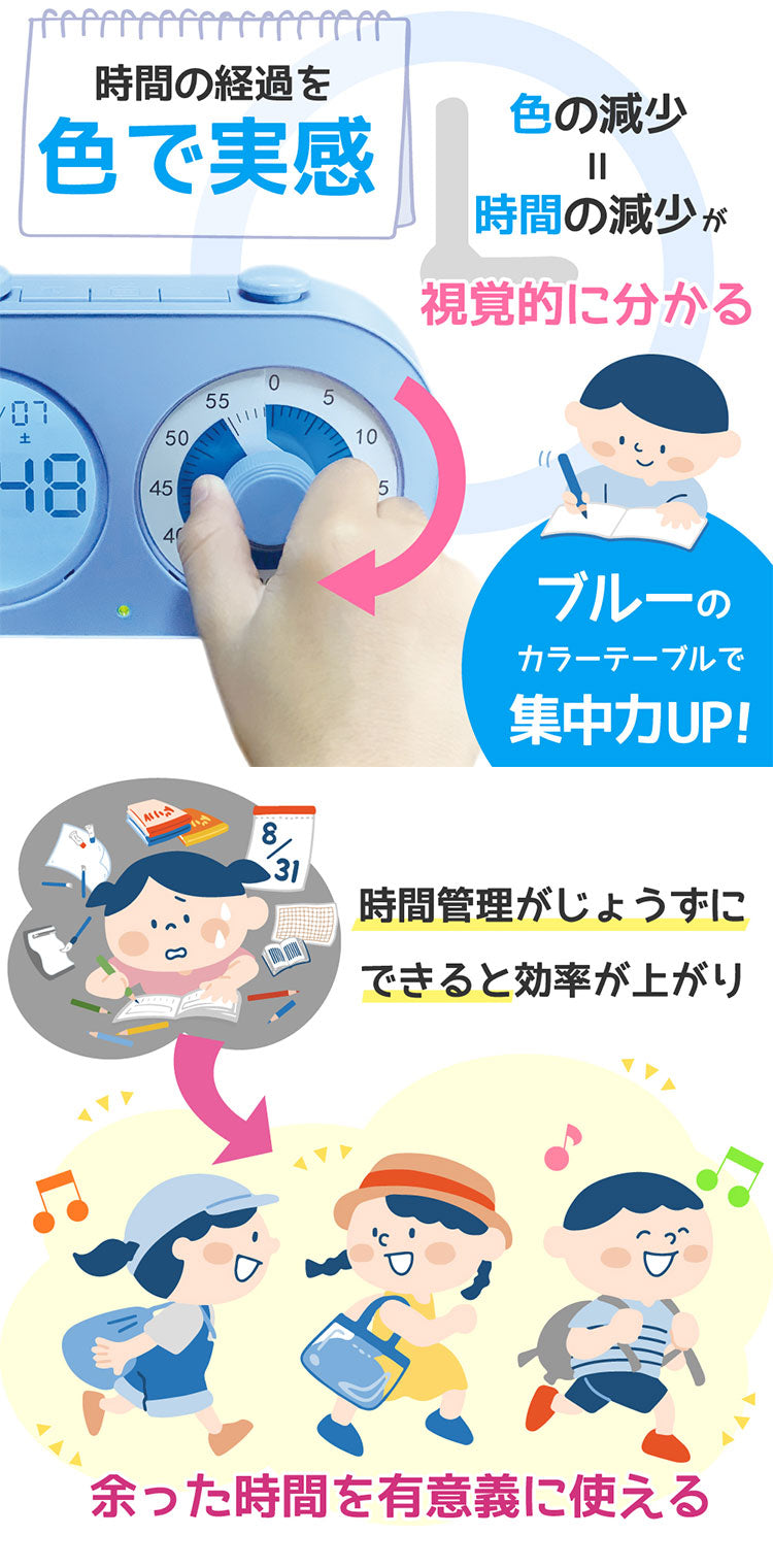 (ホワイト)学習タイマー 勉強タイマー キッチンタイマー 勉強法 受験 試験 目覚まし時計 タイマー 静音設計 充電式 明るさ調整 通知 角度調節【送料無料】