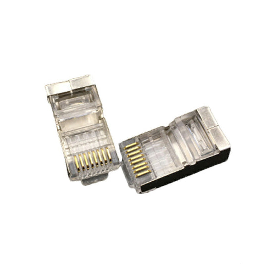 LANプラグ 100個セット 透明 RJ45 金属カバー アダプタ CAT6A対応 8Pin 10Gbps対応 ギガ光回線対応 超高速通信 LANケーブル 自作工具 DIYグッズ