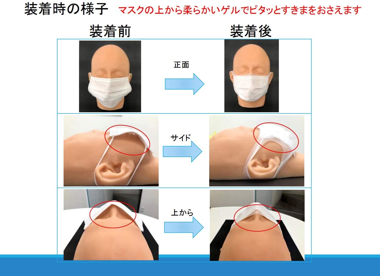 マスクのすきまをおさえる MASPITA (マスピタ) 1枚入 水洗い可能 やわらかいゲル製 男女兼用 大人