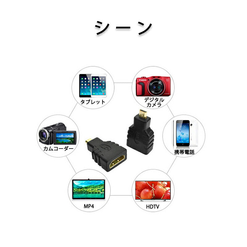 micro HDMItoHDMI 変換アダプタ マイクロHDMIオス⇔標準HDMIメス コネクター V1.4 1080P スマホ タブレットカメラ DV と テレビ モニター プロジェクター