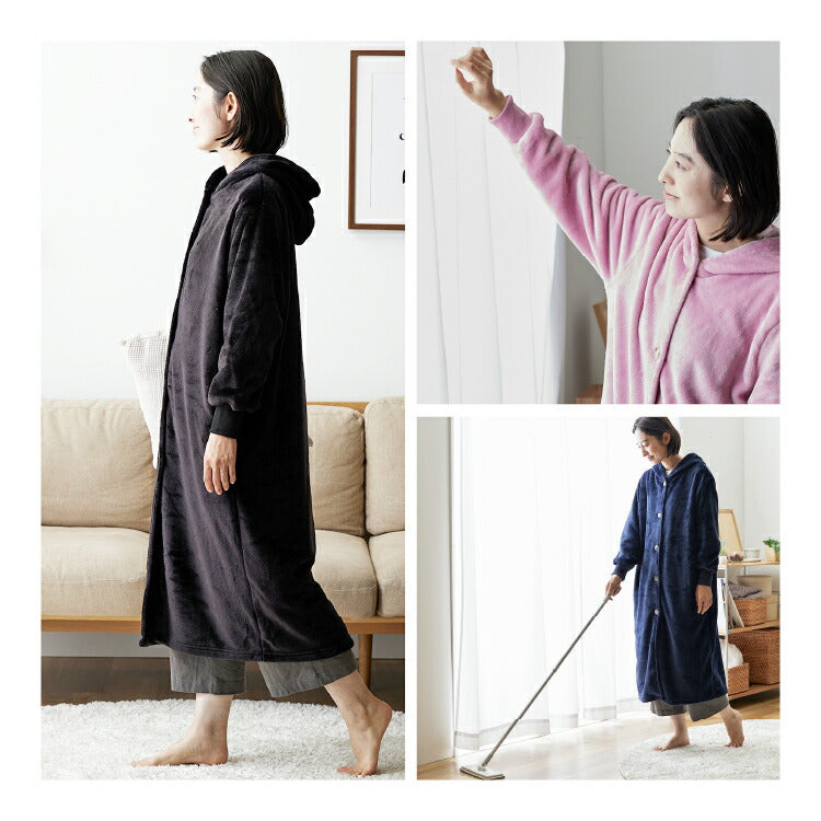 (グレー)着る毛布 mofua ルームウェア かわいい レディース メンズ Mサイズ(着丈110cm) 1年保証 男女兼用 ユニセックス 洗える 低ホルム 静電気抑制 モフア あったか おしゃれ【送料無料】