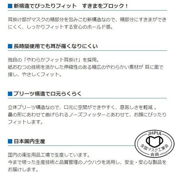 日本製サージカル不織布マスク エリエール ハイパーブロックマスク ウイルス飛沫ブロック 小さめサイズ 7枚入りＸ10パック KI1168