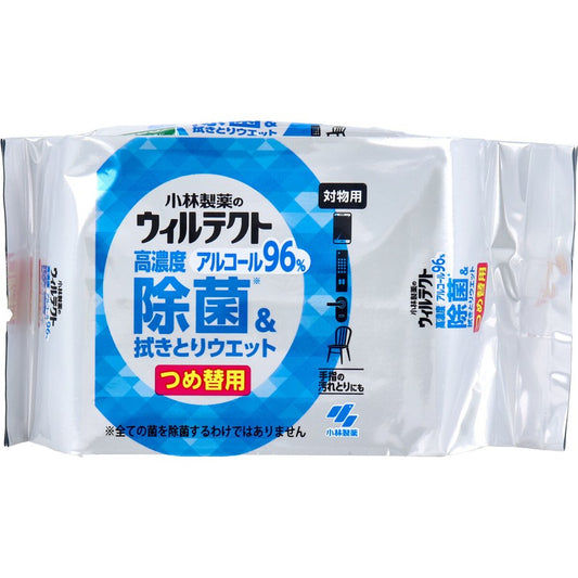 除菌ウエットシート ウィルテクト 高濃度アルコール96％ 除菌＆ふき取りウエット 詰替用50枚入りＸ6パック