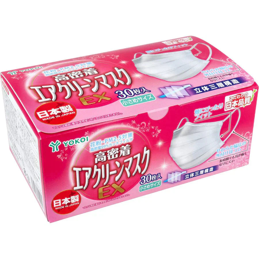日本製不織布マスク 高密着 エアクリーンマスクEX 小さめサイズ 30枚入りＸ5箱 KI1468