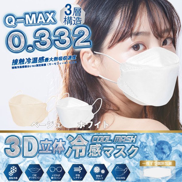 お得な4箱セット 3層不織布マスク 3D立体冷感マスク 男女兼用 ふつうサイズ ベージュ 個別包装 30枚入り X4箱