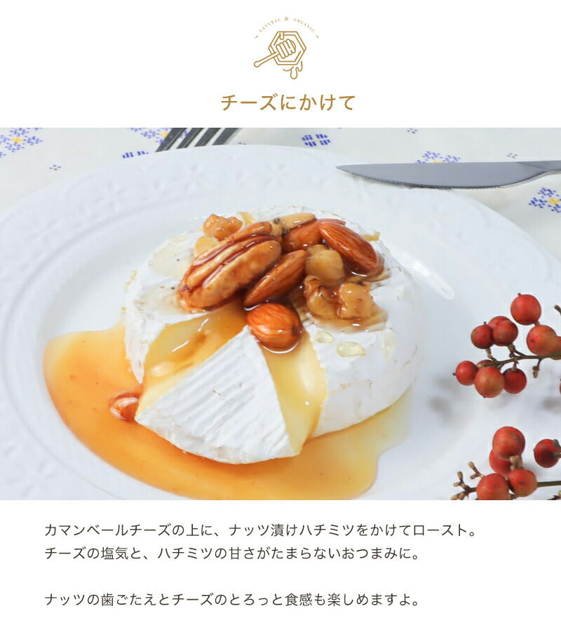 ナッツ漬け 国産 天然 生ハチミツ 120g 国産蜂蜜 瓶詰 非加熱 4種のナッツ入りハチミツ