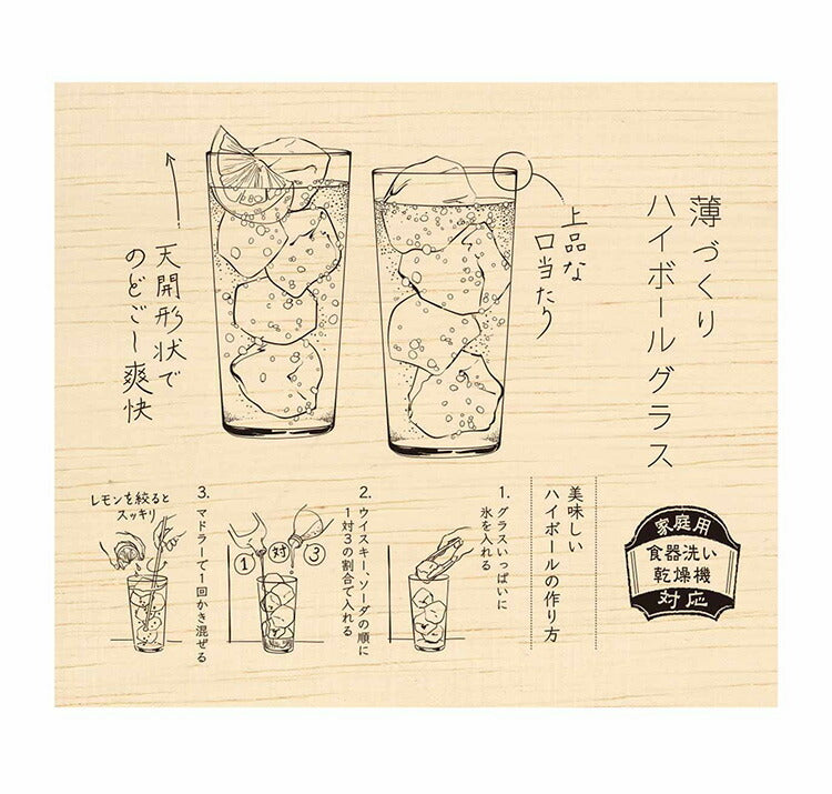 東洋佐々木ガラス 薄づくりハイボールグラスセット 2個 【ギフトラッピング・専用木箱入】 食洗機対応 ハイボールグラス ペアグラス グラス コップ タンブラー プレゼント ギフト おしゃれ【送料無料】