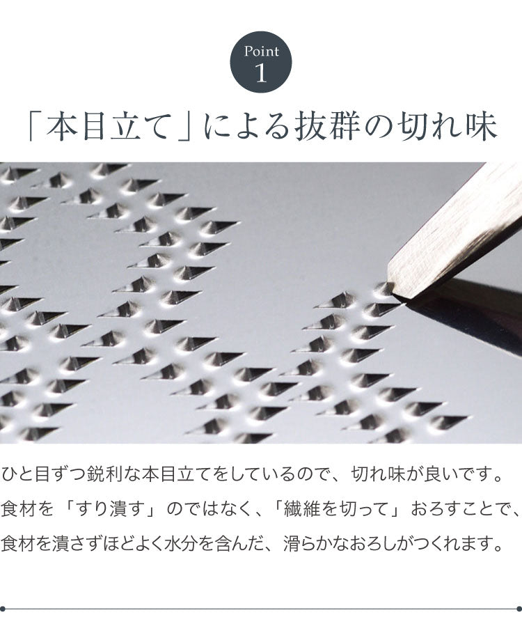 楽楽おろしてみま専科 極み 日本製 燕三条 ふわふわ大根おろし器 ステンレス製おろし金 ハンドル付き 大根おろし 本目立て おろし器 おろし金 グレーター アーネスト A-76912【送料無料】