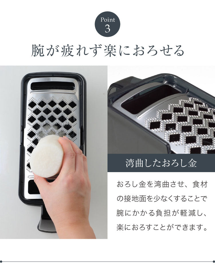 楽楽おろしてみま専科 極み 日本製 燕三条 ふわふわ大根おろし器 ステンレス製おろし金 ハンドル付き 大根おろし 本目立て おろし器 おろし金 グレーター アーネスト A-76912【送料無料】