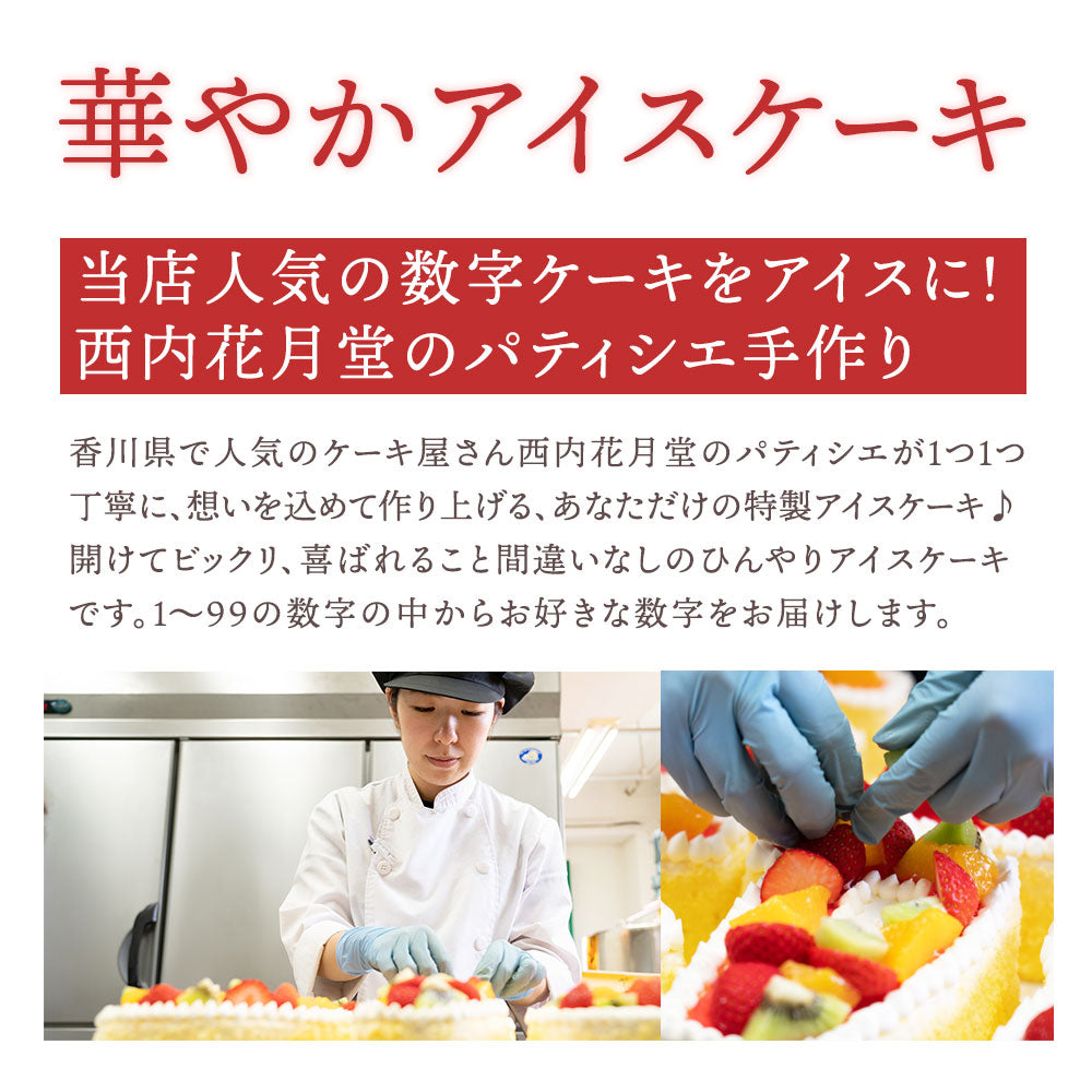 誕生日ケーキ 【パティシエ手作り】アイス数字ケーキ  [ スイーツ アイス ケーキ ナンバーケーキ アニバーサリーケーキ 西内花月堂 オリジナル 立体 パーティー 誕生日 ギフト 大人 子供 かわいい セット お取り寄せ おしゃれ プチギフト  ]