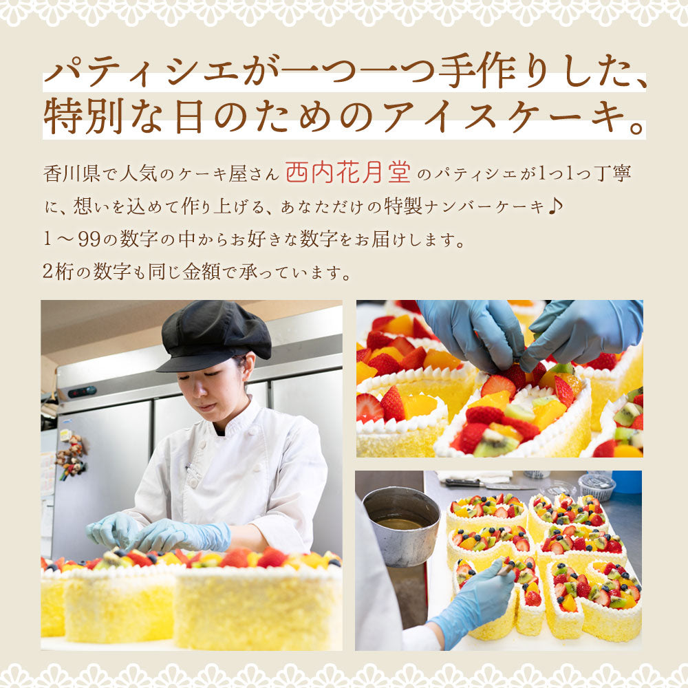 誕生日ケーキ 【パティシエ手作り】アイス数字ケーキ  [ スイーツ アイス ケーキ ナンバーケーキ アニバーサリーケーキ 西内花月堂 オリジナル 立体 パーティー 誕生日 ギフト 大人 子供 かわいい セット お取り寄せ おしゃれ プチギフト  ]