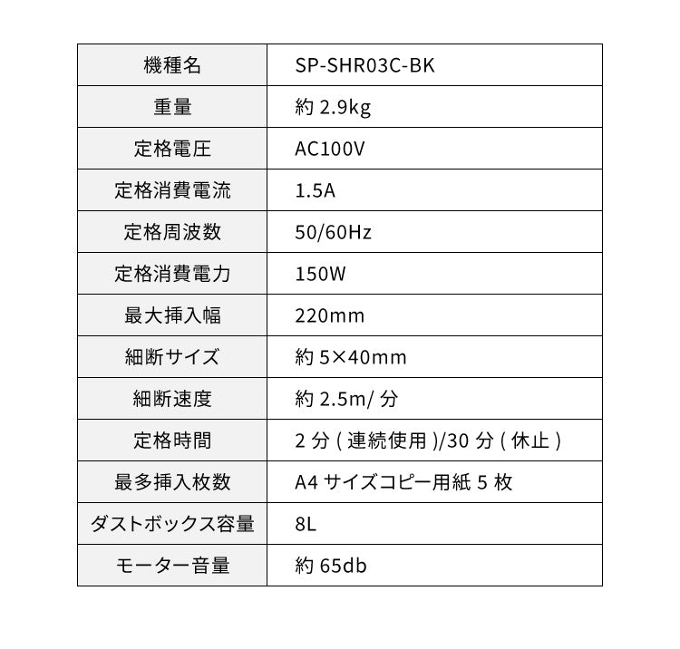 simplus シュレッダー 家庭用 クロスカット 5枚細断 A4 電動 コンパクト SP-SHR03C-BK シンプラス