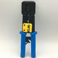 LANケーブルプラグ圧着機 貫通対応 圧着ベンチ かしめ工具 RJ45/RJ11 8P/6Pのコネクタ LAN工具 電話 モジュラー加工工具 ラチェット式 ケーブルカッター