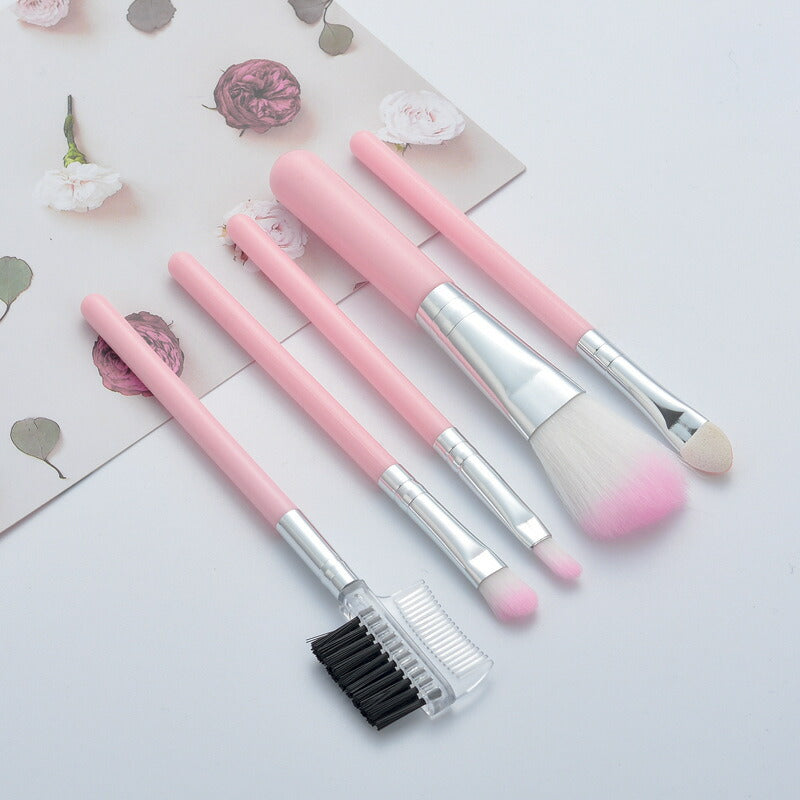 メイクブラシ 5本セット ピンクpink 化粧ブラシ ファンデーション コンシーラー フェスパウダー チーク リップ アイシャドウチップ 眉毛 用ブラシ