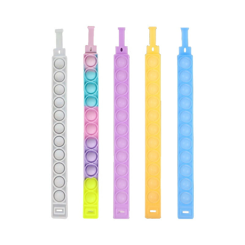 プシュプシュバンド 5色セット 白色虹色紫オレンジブルー５種類 蓄光タイプ有 気分転換 ストレス解消 おもちゃ 柔らか 安全 水で洗える SNSで話題
