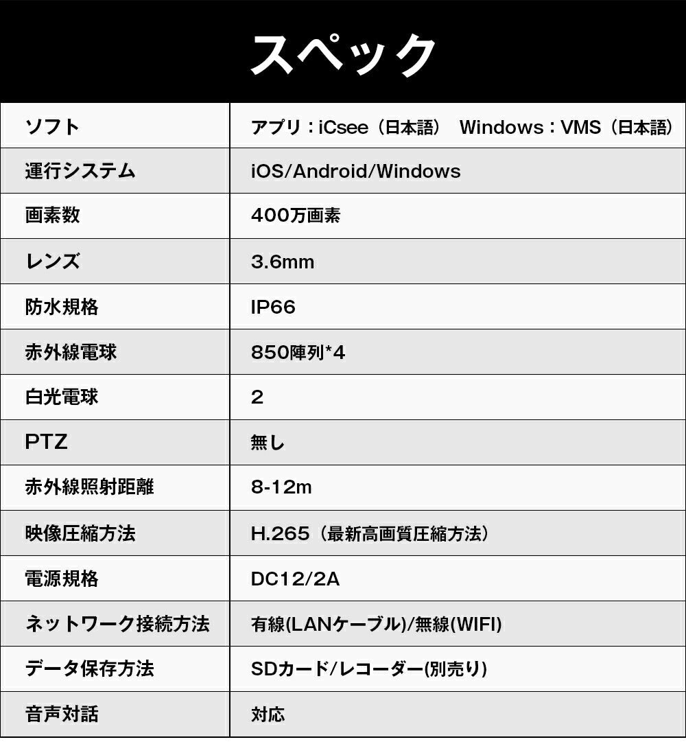 IP防犯カメラ 400万画素 夜間フルカラー屋外 家庭用 ネットワークカメラ WiFi 監視 防犯灯 監視カメラ モニター対応 防犯灯付き 人感センサー 無料設定代行