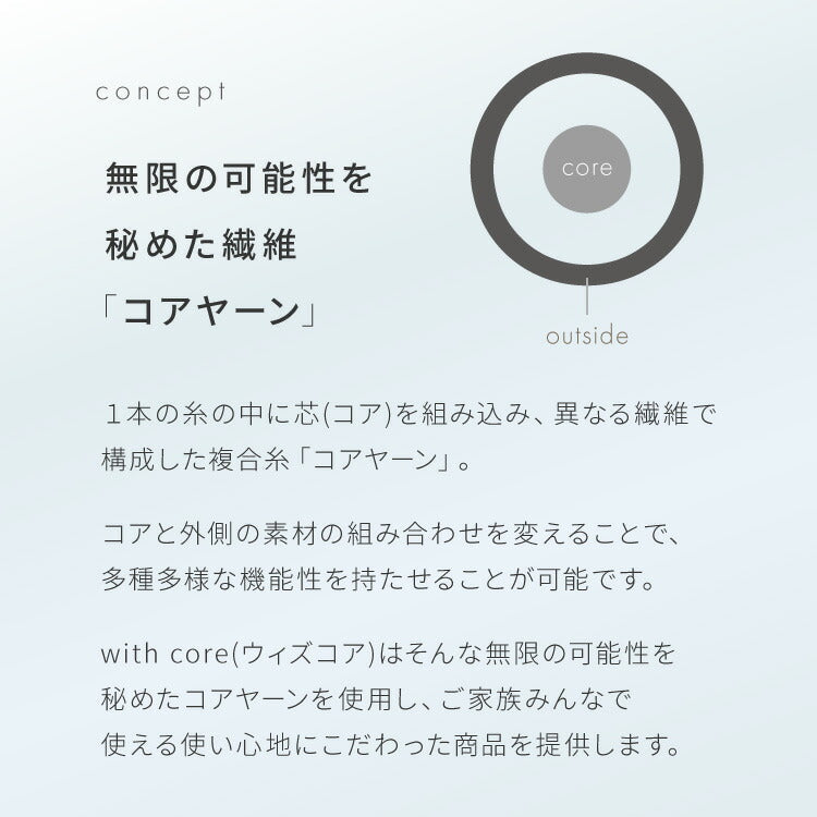 (カラー：ベージュ/サイズ：セミダブル)with core コアヤーン 敷パッド セミダブル 120×200cm 枕パッド付 綿 防ダニ 吸水速乾 洗える エコ 再生ポリエステル 天然素材 コットン BCIコットン コアヤーン糸 敷布団 ウィズコア【送料無料】