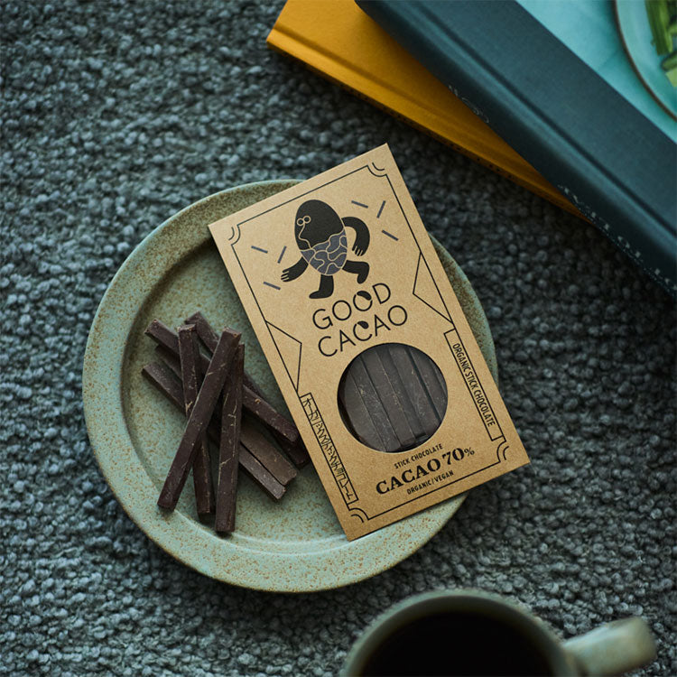 GOOD CACAO オーガニックスティックチョコ2種 アーモンドミルク&カカオ70% ラッピングギフト プチギフト