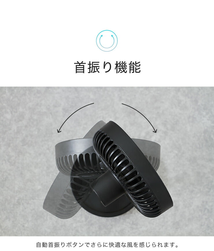 (カラー：ホワイト)デスクファン 卓上扇風機 静音 小型 コンパクト 持ち運び ミニ 卓上 自動首振り 上下左右首振り 風量5段階 USB AC 2電源 節電 省エネ 扇風機 サーキュレーター simplus シンプラス SP-RCS01