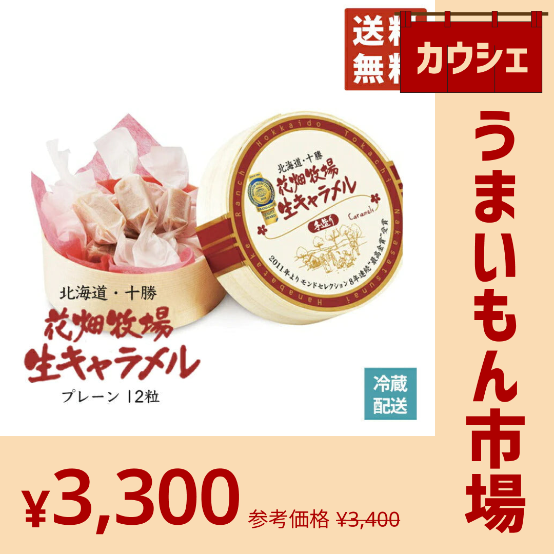 【カウシェうまいもん市場】花畑牧場　生キャラメル12粒　プレーン×2個セット 北海道産 スイーツ 手造り とろける プレゼント 贈り物 お土産 手土産 ギフト モンドセレクション受賞