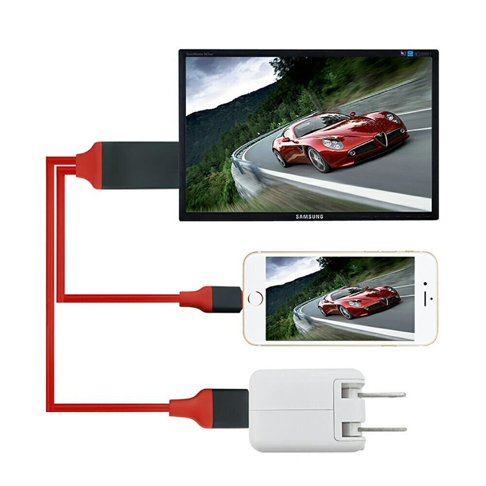 赤TypeC HDMI変換ケーブル1080P HD画質 Type-C Digital AVアダプタ HDMI 変換アダプター マックブック Macbook iPad Pro Galaxy Huawei P30 Pro