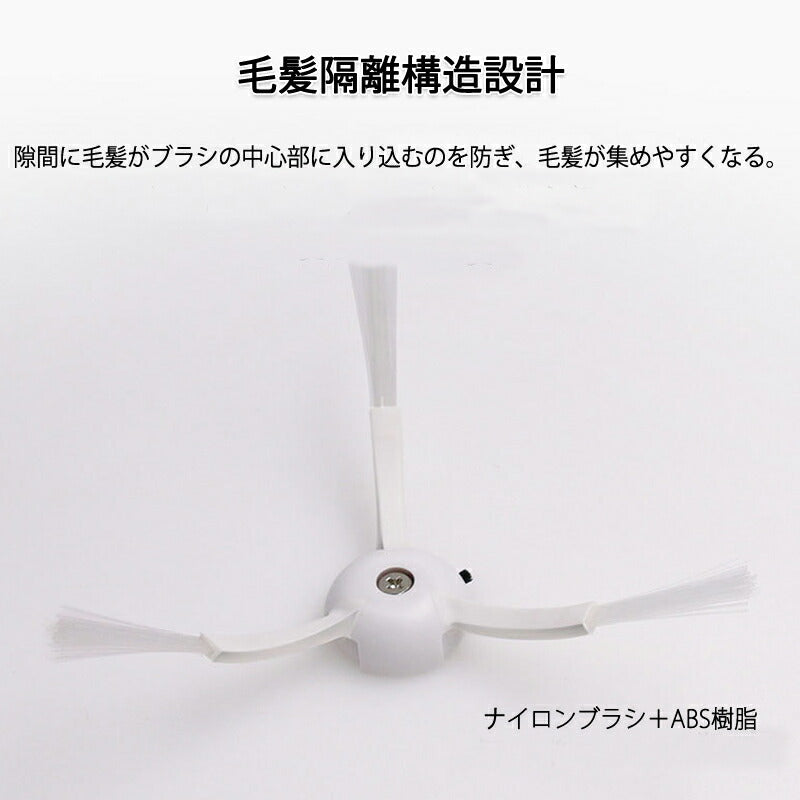 ロボロック Roborock 用 サイドブラシ 2個入 白いブラシ2個セットMaxV /S6 /S6Pure /S5 Max /E4対応 互換品2個セット 非純正品