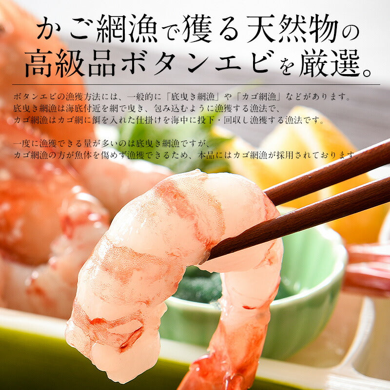 ボタンエビ 1kg（500g×2/約22〜24尾入り） ぼたんえび 牡丹海老 海老 食べ物 エビ えび 海鮮 ボタン海老 美味しい 大量 凍エビ 冷凍えび 贈答用 グルメ 贈り物 ［送料無料］ ギフト プレゼント