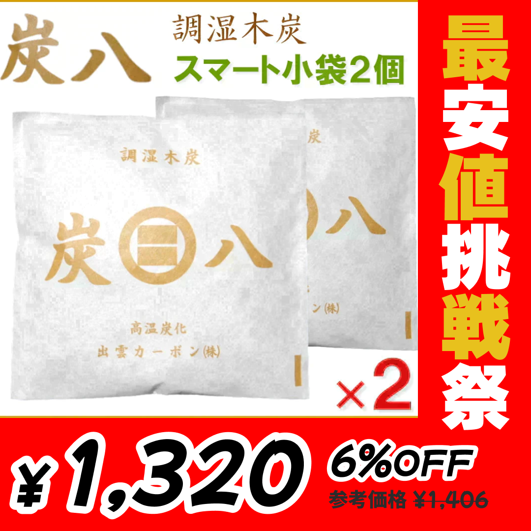 調湿木炭 炭八 スマート小袋 2個入【最安値挑戦祭】