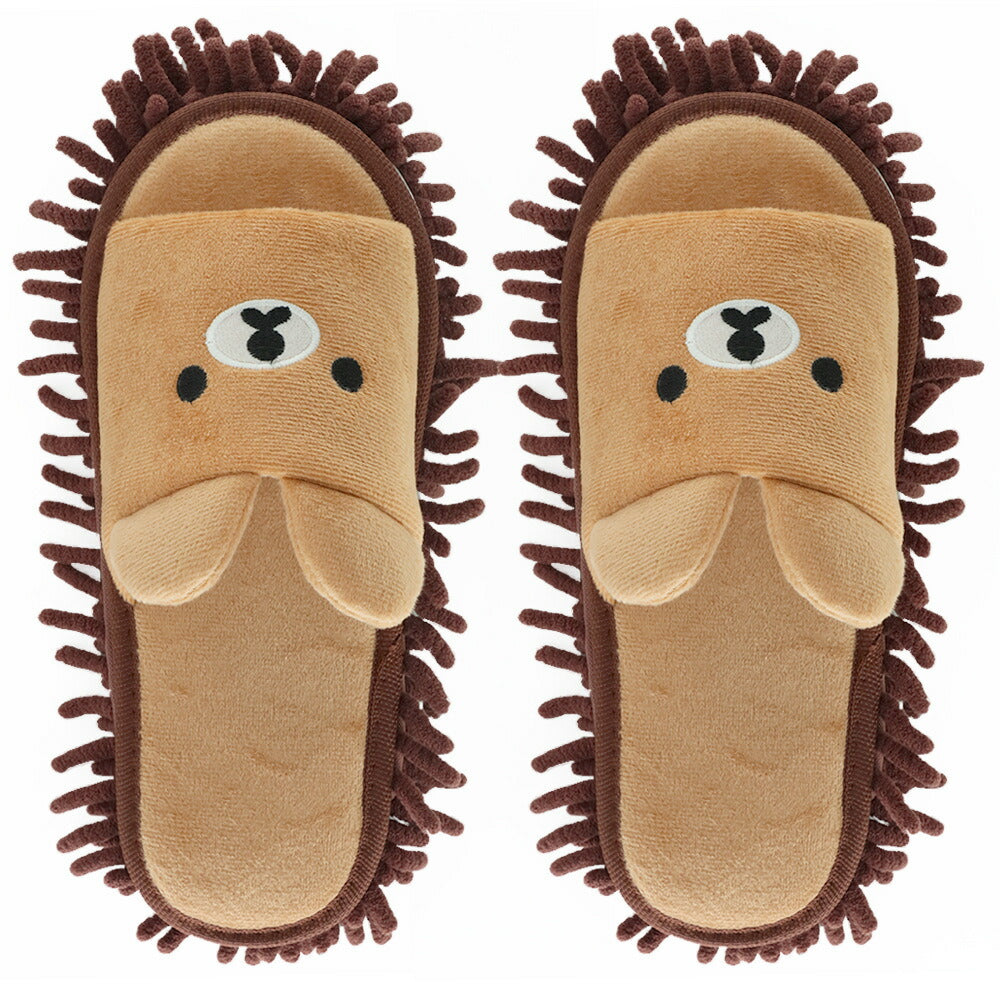 スリッパ ブラウン M モップスリッパ 前開き かわいい 子供 大人 レディース メンズ ジュニア 女性 男性 床掃除 ファミリー カップル用 室内 履物 床拭き 静音 家族でお揃い