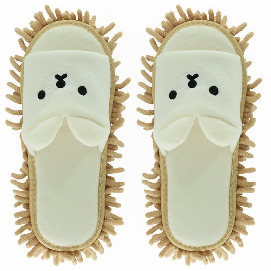 スリッパ クリーム M モップスリッパ 前開き かわいい 子供 大人 レディース メンズ ジュニア 女性 男性 床掃除 ファミリー カップル用 室内 履物 床拭き 静音 家族でお揃い