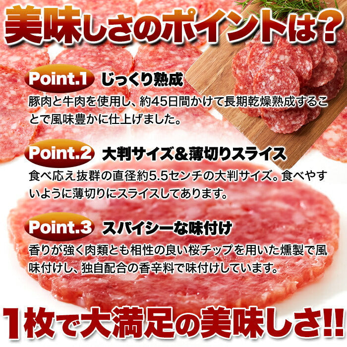 【3人シェア買いでお得】【お徳用】大判サラミ サラミ スライス 120g食べ応え抜群の大判サラミ!!ネコポス
