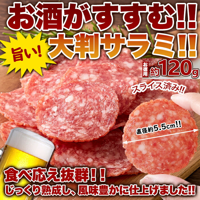 【3人シェア買いでお得】【お徳用】大判サラミ サラミ スライス 120g食べ応え抜群の大判サラミ!!ネコポス