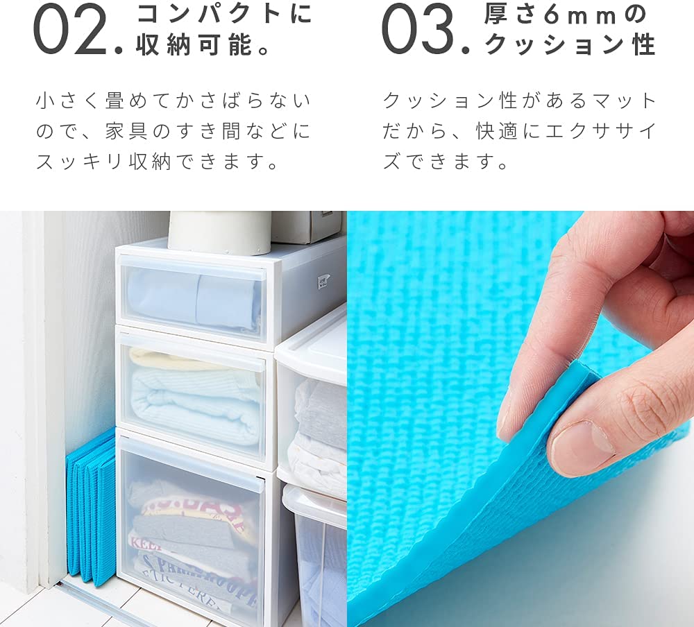 ヨガマット トレーニングマット 折りたたみ 60×170cm 厚手 極厚 6mm エクササイズ ストレッチ ピラティス