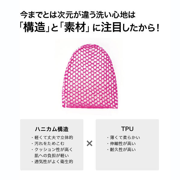 【ピンク】ふわふわ泡でマシュマロ肌に！ 正規品 スティミュライトハニカムスパセル 顔用 / 洗顔 洗顔グッズ スポンジ リバーシブル ふわふわ泡 毛穴ケア ギフト プレゼント 母の日 敬老の日 誕生日