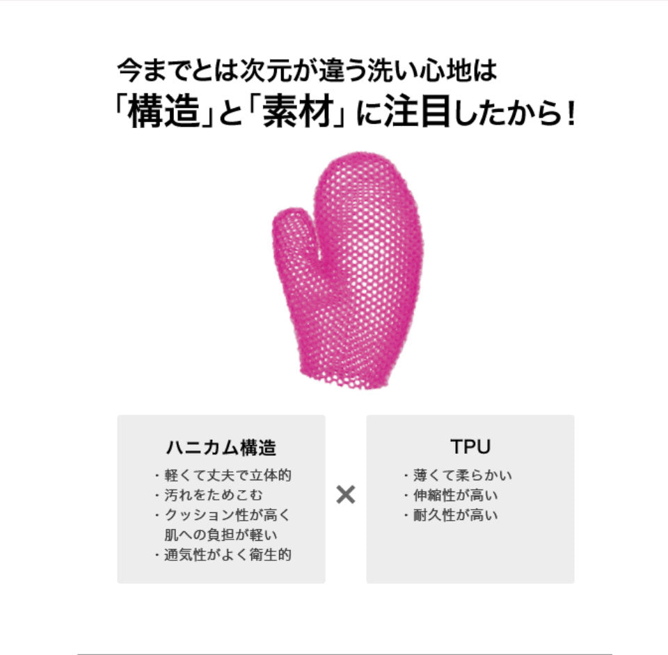 【ハード/ピンク】毛穴汚れや角質をケア! スティミュライト ハニカム バスミット 体用 正規品 / ボディタオル 体を洗うタオル 旅行 温泉 持ち運び ギフト プレゼント 母の日 敬老の日