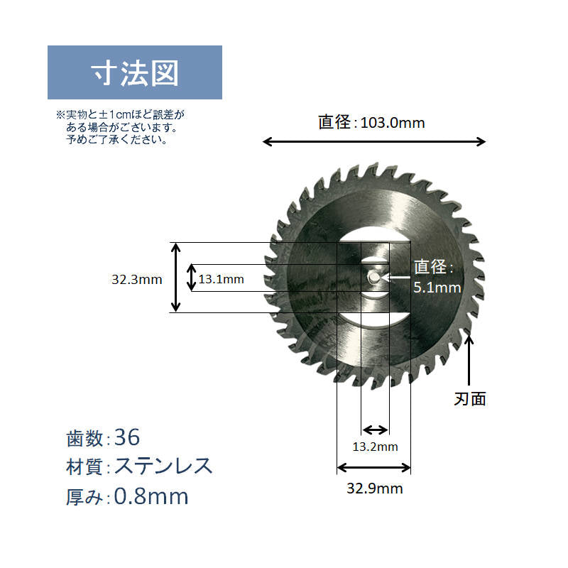 電動草刈り機用  ミニチップソー 36歯 36P 替刃 ステンレス 厚さ0.8mm 直径103.0mm 部品 交換 丸い 刃 替え刃 予備 パーツ 専用 金属刃 刈払機 芝刈り機