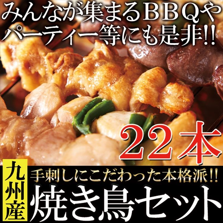 手刺しにこだわった本格派!!九州産焼き鳥セット22本入り