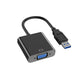 USB VGA 変換ケーブル 黒色 USB 3.0 to VGA D-sub メス 15ピン 1080P フルHD パソコン Mac ノートPC ディスプレー 増設 モニター プロジェクター接続