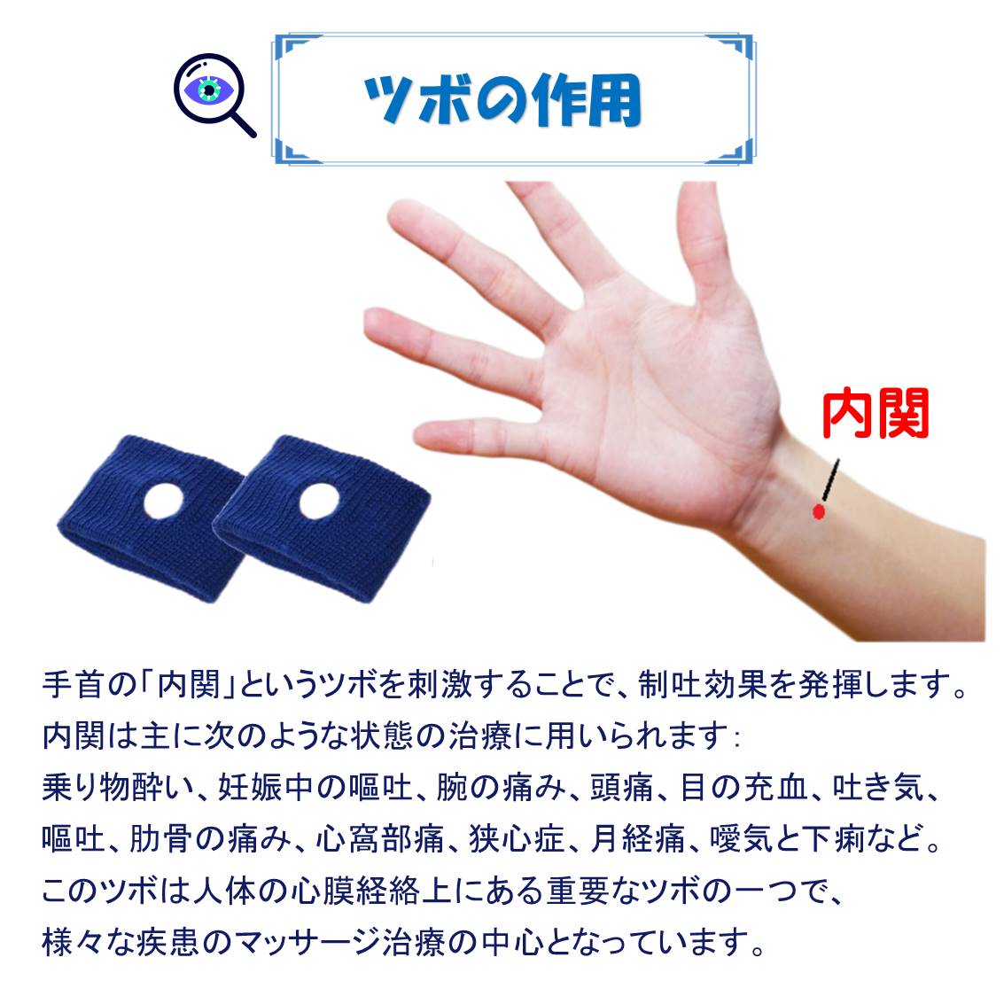 酔い止め ブルー バンド 手首 ツボ 刺激 つわり 対策 吐き気 軽減 子供 妊娠 旅行 飲み過ぎ 乗り物酔い 車 電車 船 バス 飛行機 胸焼け 目立たない 簡単 リストバンド