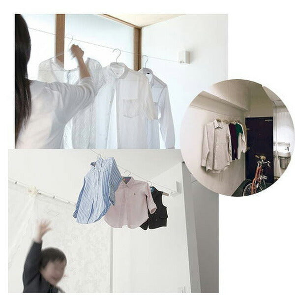 森田アルミ工業 pid 4M ピッドヨンエム 室内物干しワイヤー 部屋干し 洗濯 洗濯物 ハンガー タオル掛け 洗濯グッズ 自由伸縮 省スペース コンパクト シンプル 壁面取り付け 壁掛け ホワイト ロープ 備品 浴室 花粉対策 梅雨対策 おしゃれ 便利【送料無料】